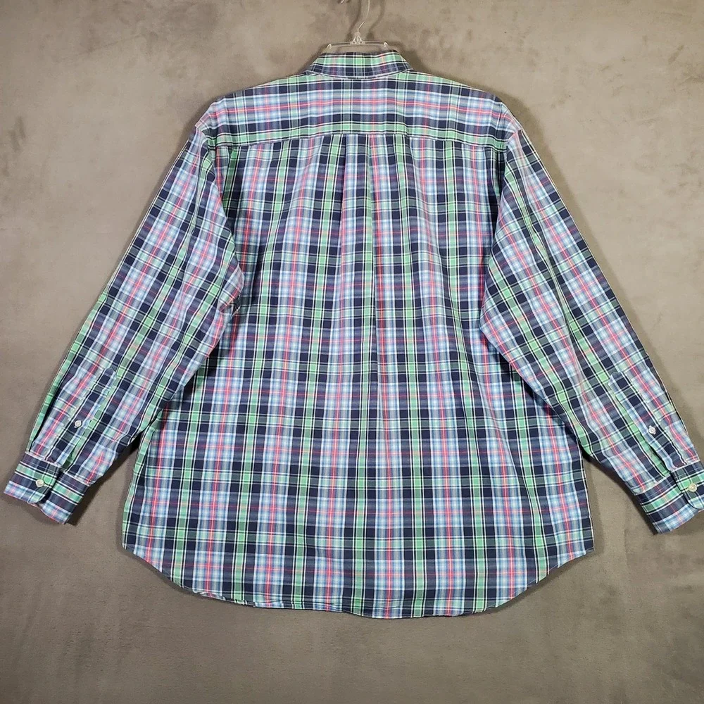 Vineyard Vines Whale Shirt MensXL Blue Green Pink‎ Plaid Preppy Classic